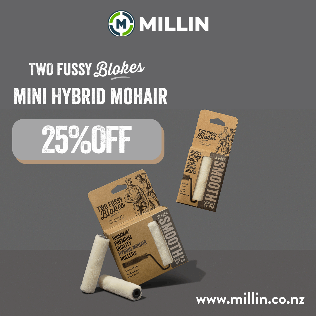 100mm x 5mm Two Fussy Blokes Mohair Hybrid Mini Paint Rollers - 10 Pack
