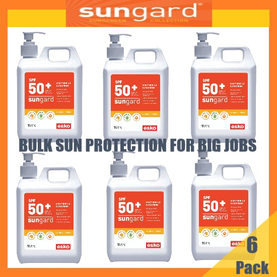 Box of 6 x 1lt Pump Bottles, SunGard SPF 50+ Sunscreen with Manuka Honey, Aloe Vera & Vitamin E