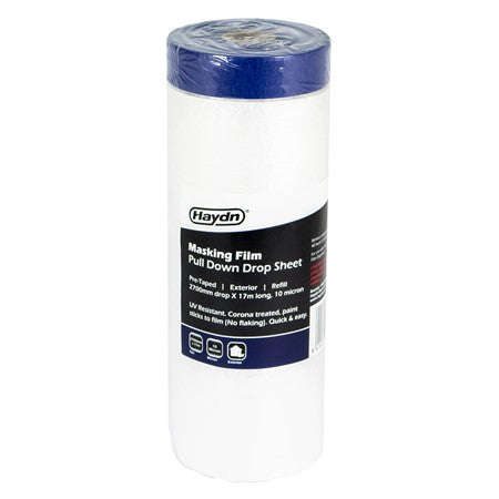 Pre-taped Exterior Masking Film, 2.7m x 17m