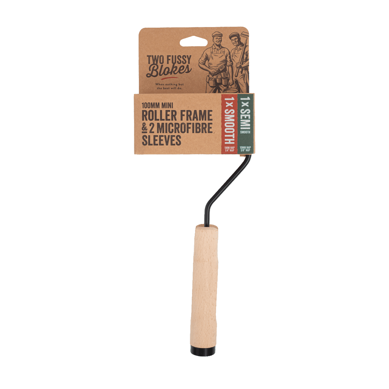 Two Fussy Blokes 100mm Mini Roller Handle Set - Includes 2 Mini Sleeves