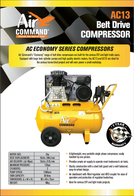 Air Command  2HP Belt Drive Compressor AC13 Brochure