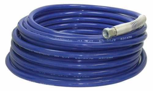 Blue textile braided airless spray gun hose.