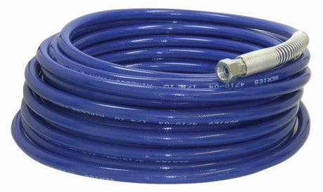 Blue textile braided airless spray gun hose.