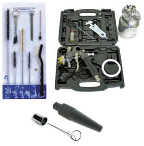 Deluxe Spray Gun Case, Wrench (Spanner), Gun Lube, Cleaning Kit, Viscosity Cup & Blow Off Tool.