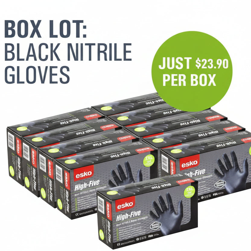 10 x Boxes of Black Nitrile Heavy Duty Powder Free Disposable Gloves 100 Per Box
