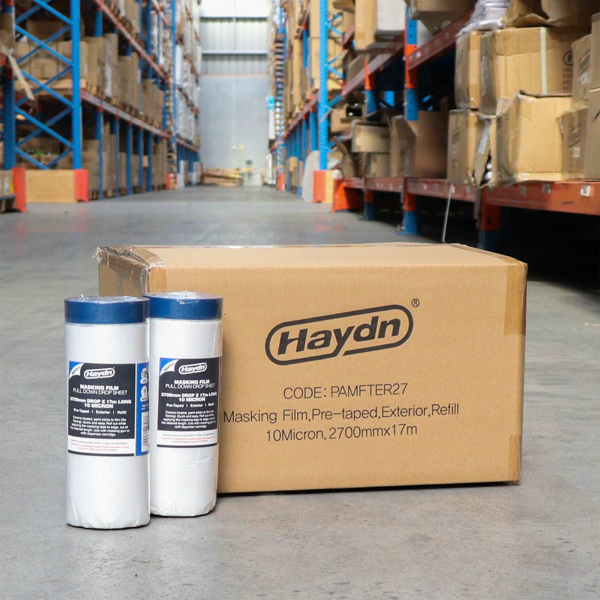 12 Rolls - 2700mm x 17m, Pre-taped Exterior Masking Film