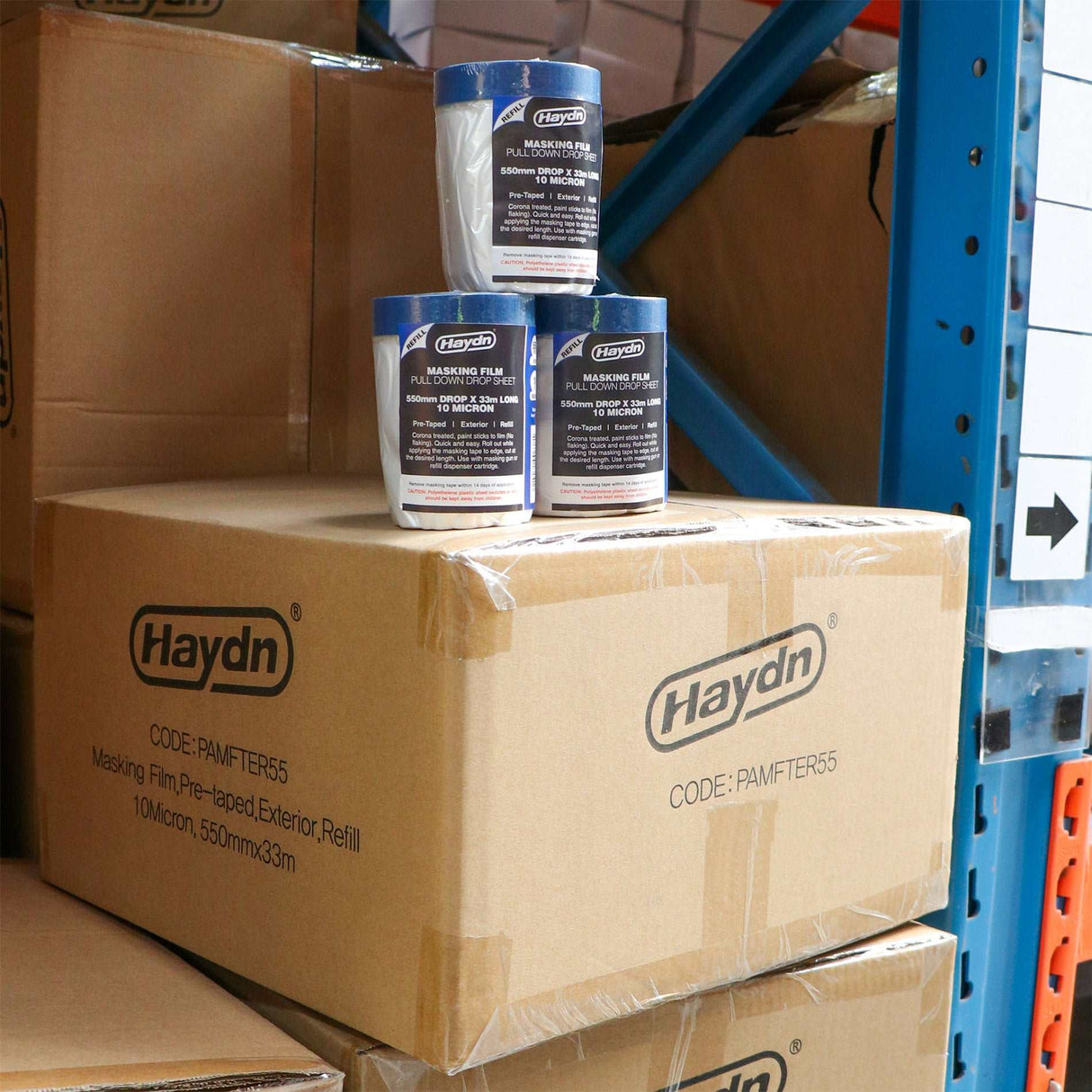 12 Rolls - 550mm x 33m, Pre-taped Exterior Masking Film