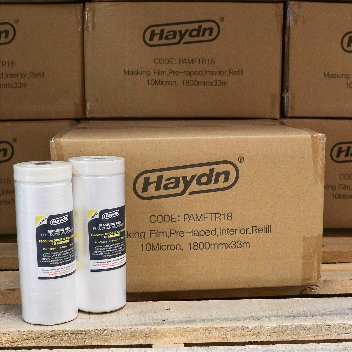 12 Rolls - 1800mm x 33m,  Pre-taped Interior Masking Film