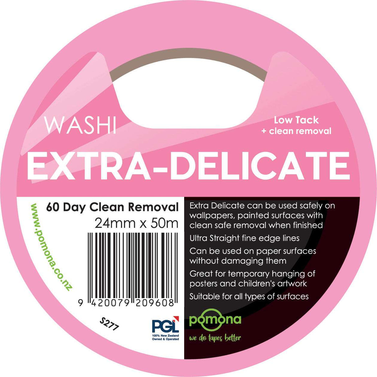 Extra Delicate Surface Pink Washi Painters Tape - 24mm & 36mm Options