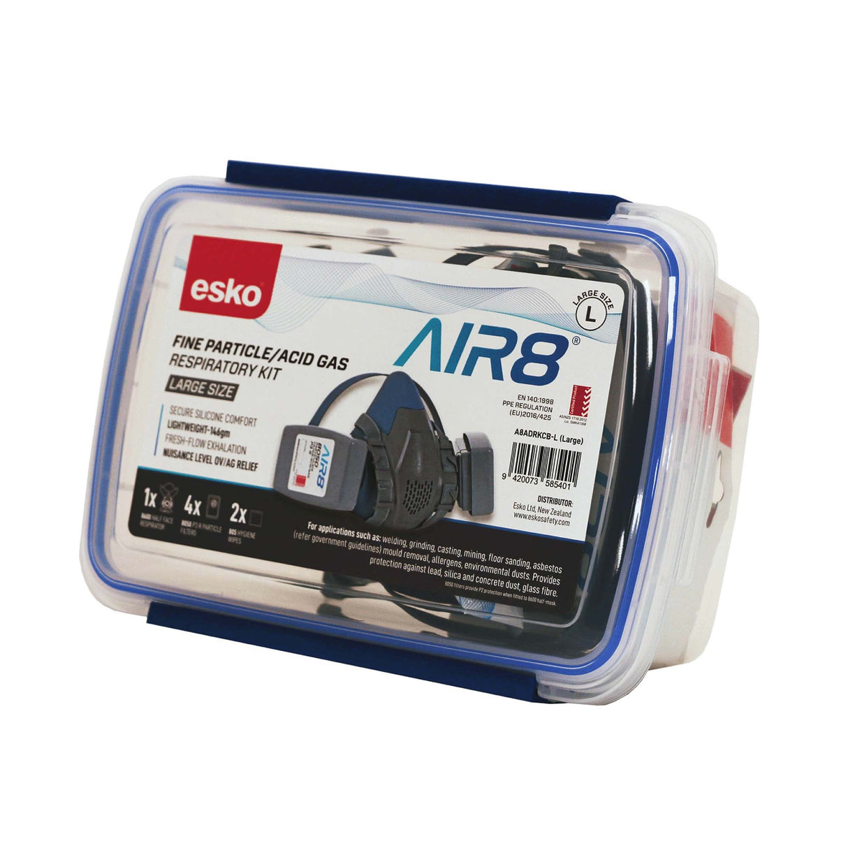 Esko AIR8 fine particle/acid gas respiratory kit packaging on a white background