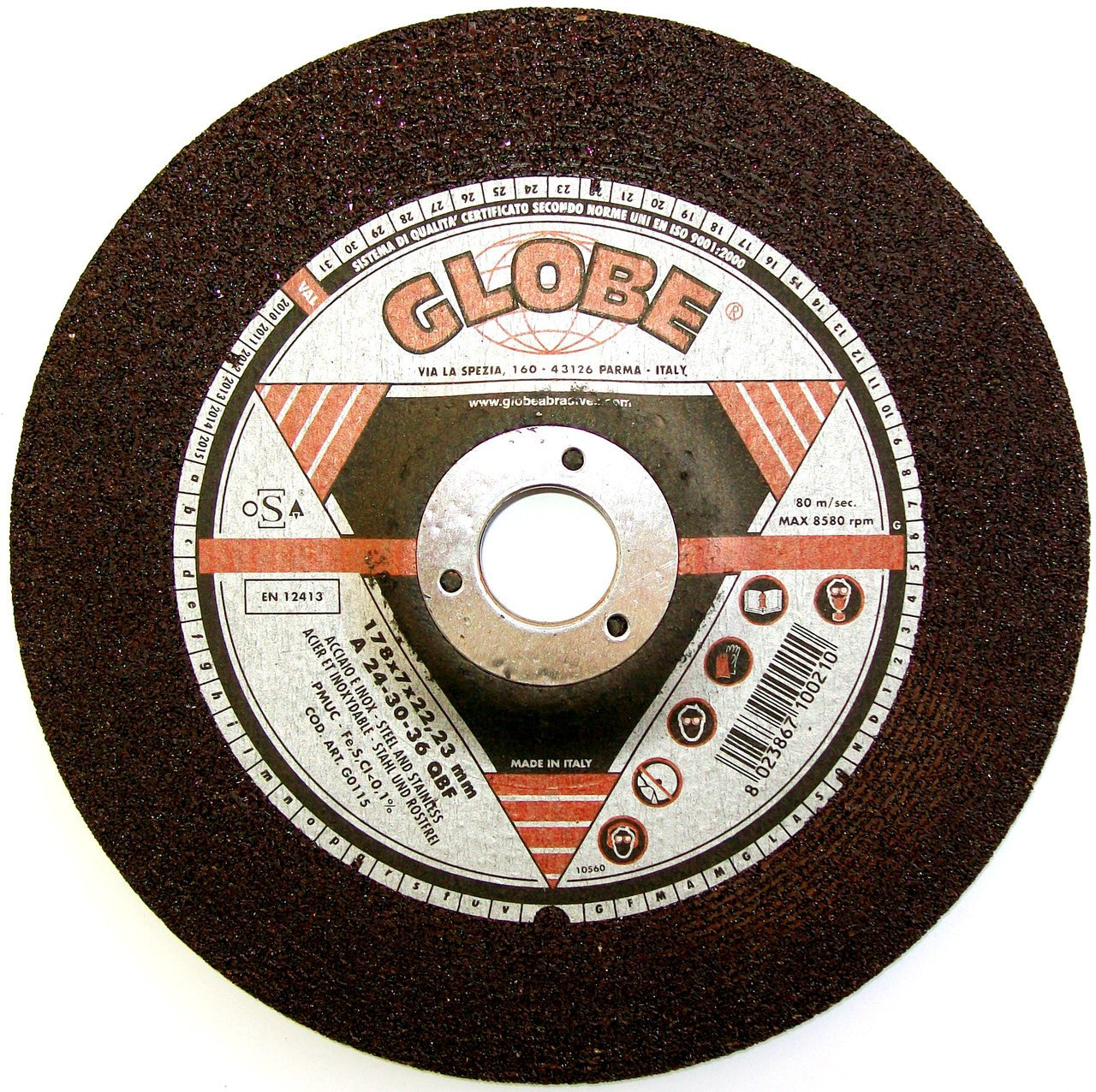Globe Reinforced Metal INOX Grinding Wheels 178 x 7 x 22