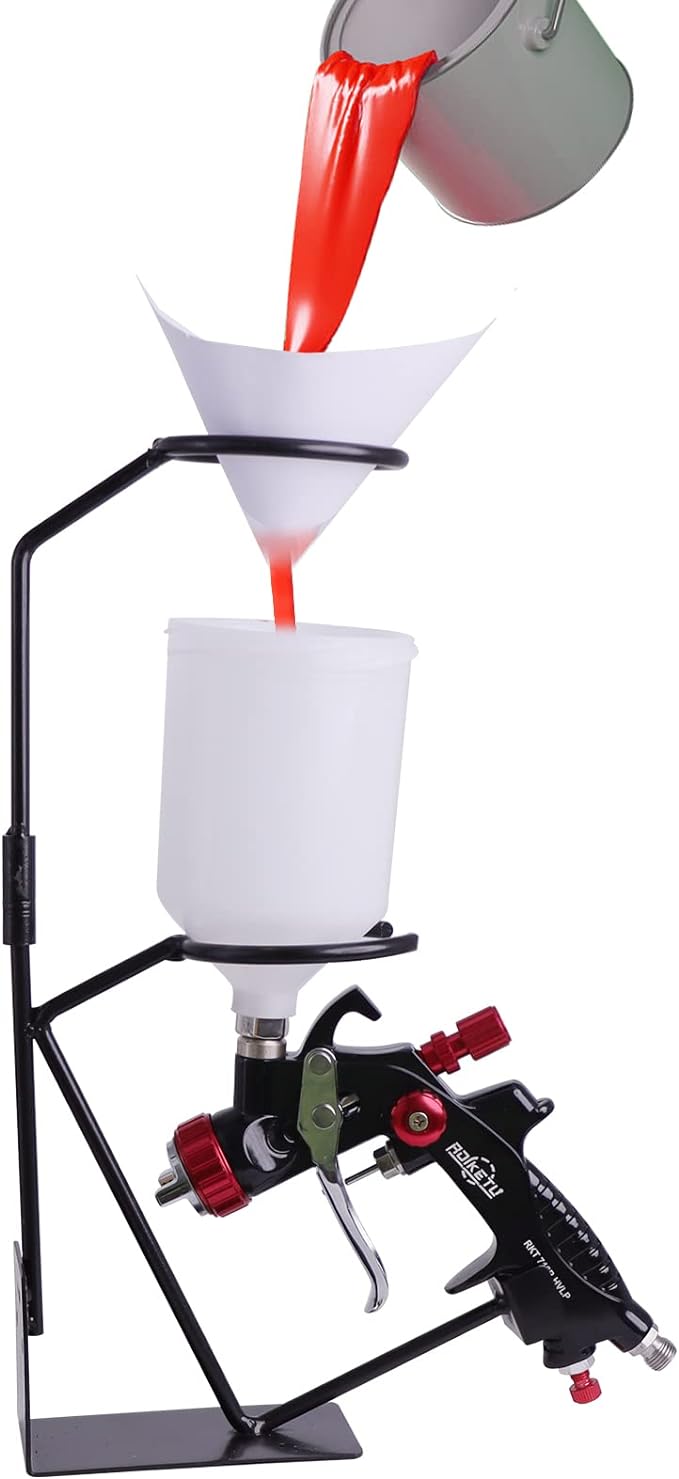 Gravity Spray Gun Stand With Paint Strainer Holder