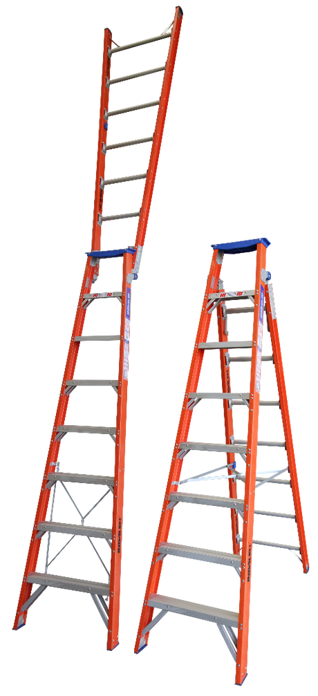 Heavy Duty Pro Series Dual Purpose Fibreglass Ladder - 180kg Load Rating