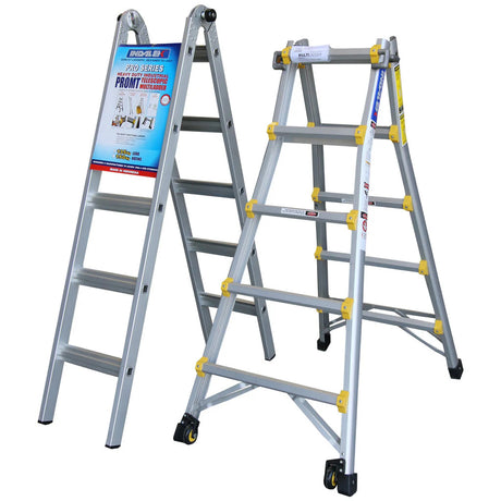 Pro Series Aluminium Industrial Telescopic Ladder - 4 Ladders In 1