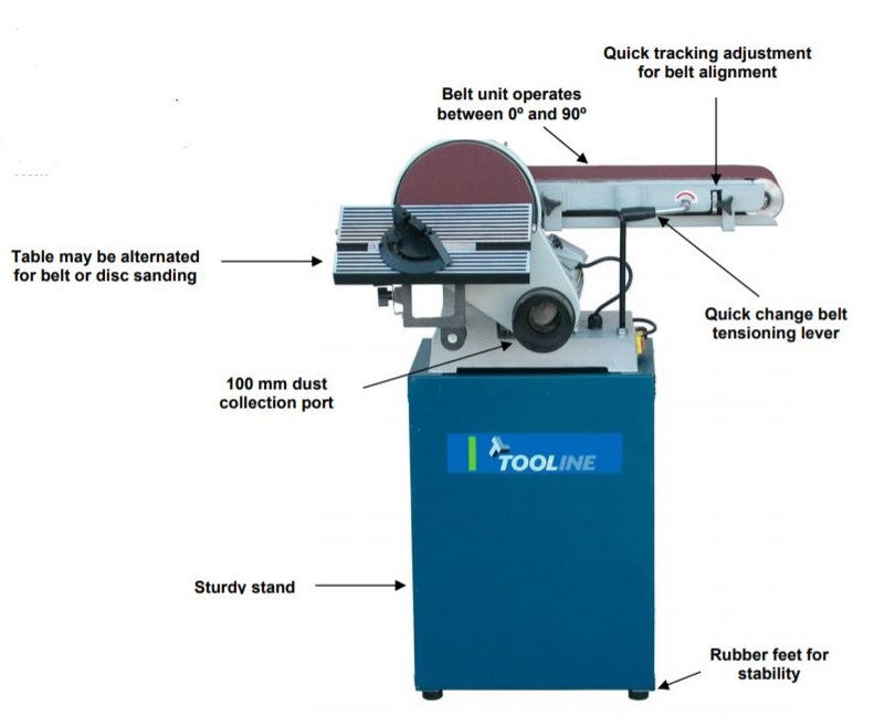 Tooline 150mm x 1220mm Belt and 230mm Disc Sander