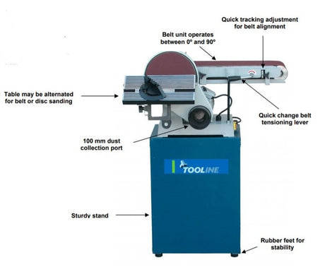 Tooline 150mm x 1220mm Belt and 230mm Disc Sander