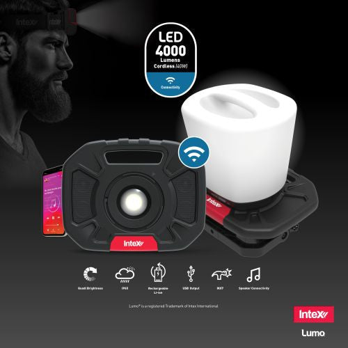 40W Intex Lumo Worklight Features (showing Moon Shield option)