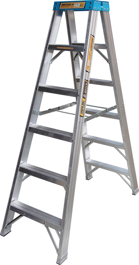 King Aluminium 1.8M (6ft) Double Sided Step Ladder 160kg Industrial Load Rating