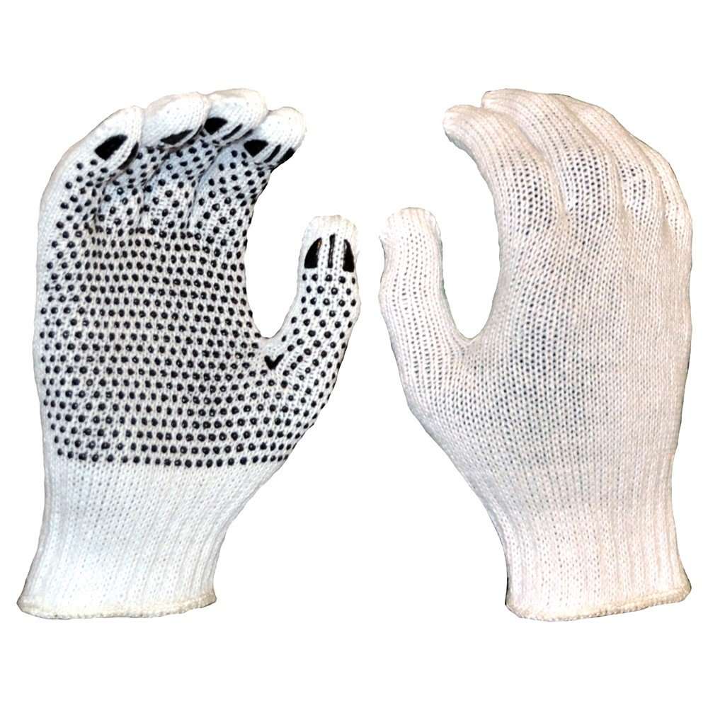 Knitted Polycotton Gloves - With Grip Dots