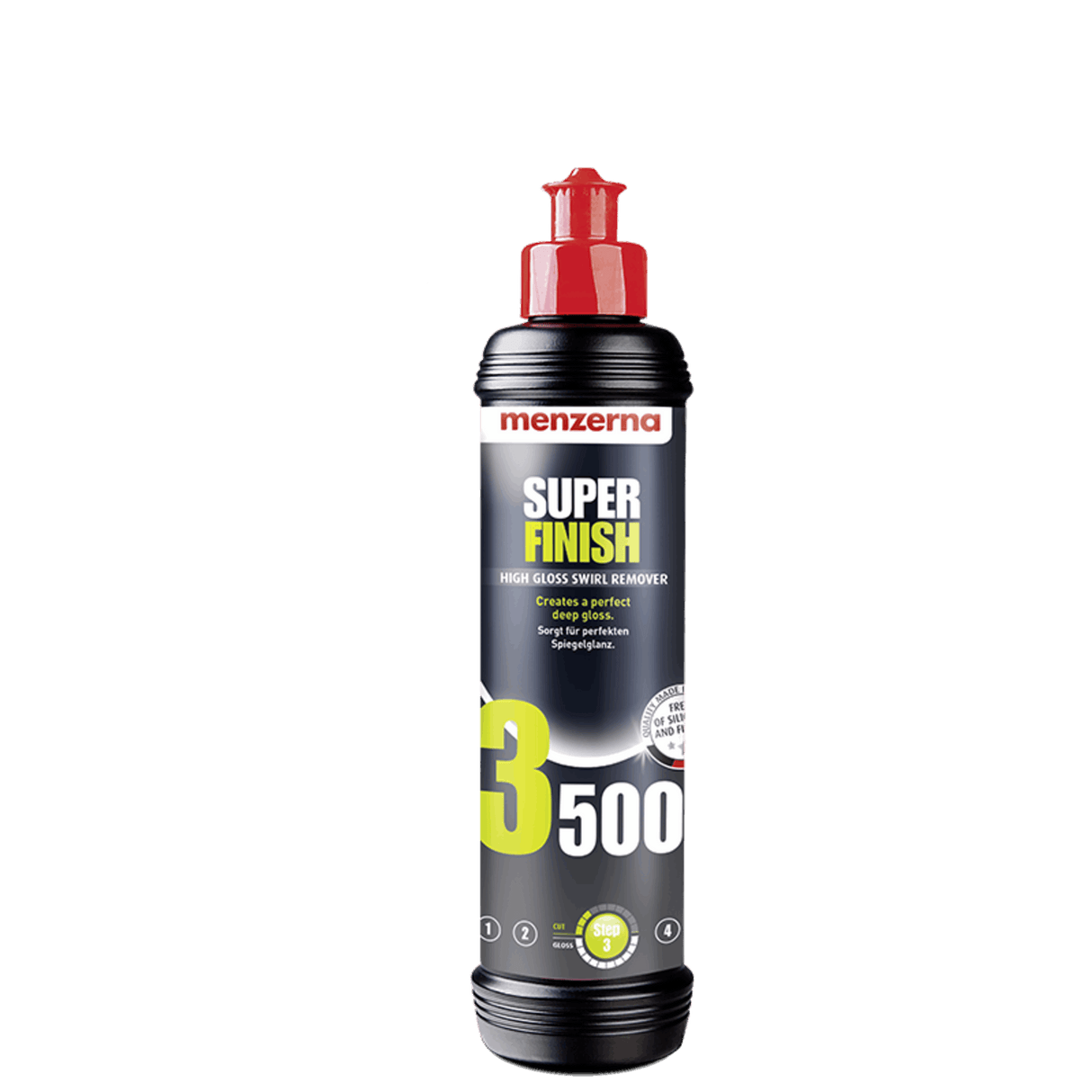 Menzerna Super Finish 3500 car polish bottle on a white background