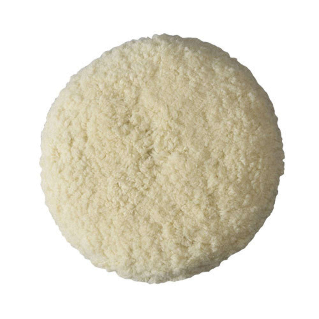 Round, light-colored lambswool polishing disc