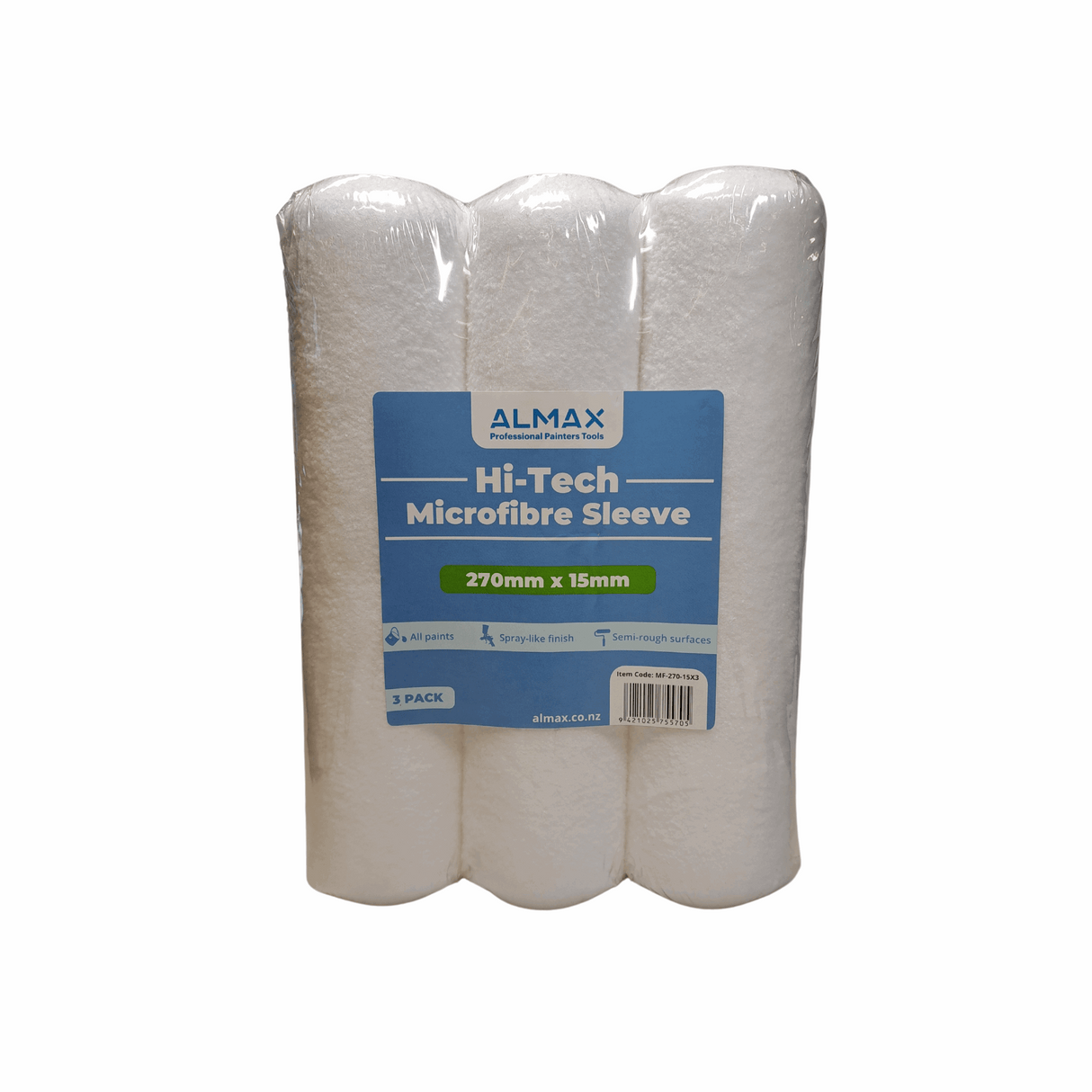 270mm x 15mm Almax Hi-Tech Microfibre Sleeves - Triple Pack