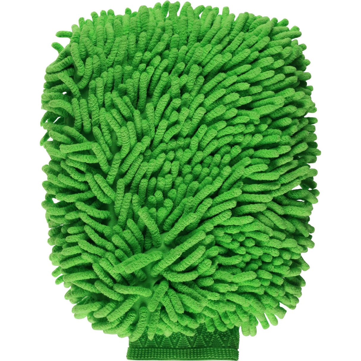 Green microfiber cleaning pad on a white background