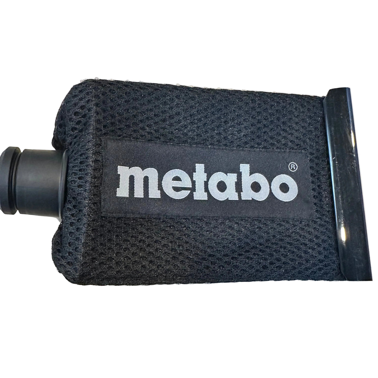 Black Metabo air filter on awhite surface