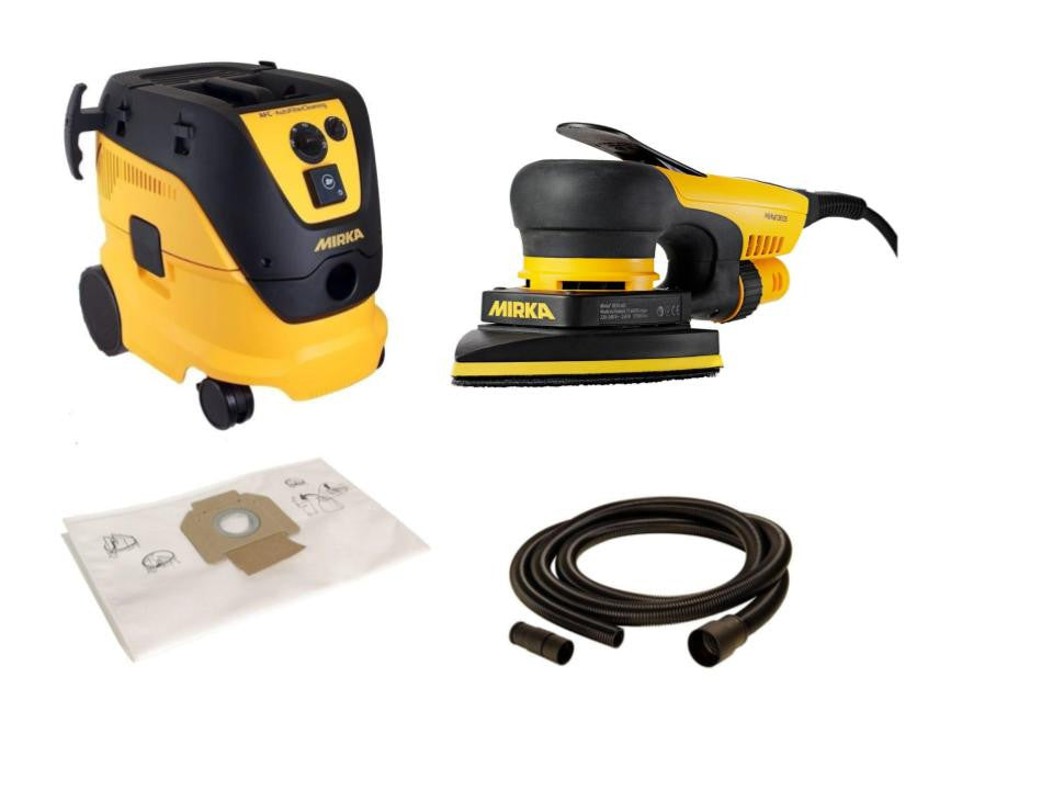 Mirka Dustless DEOS Delta Sander and Mirka 1230 AFC Vacuum Combos