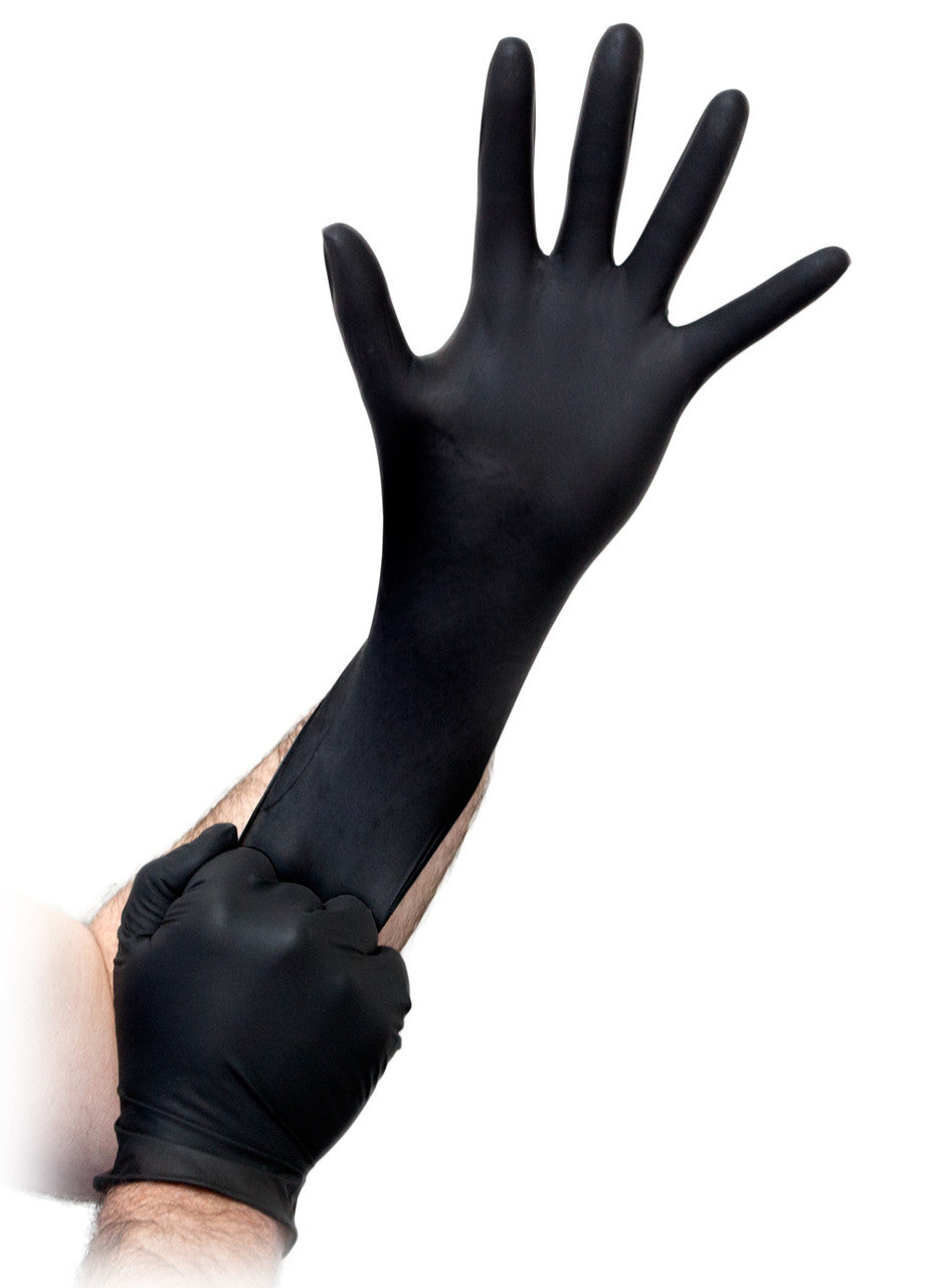 Disposable Black Nitrile Powder Free Gloves - 100 Pack