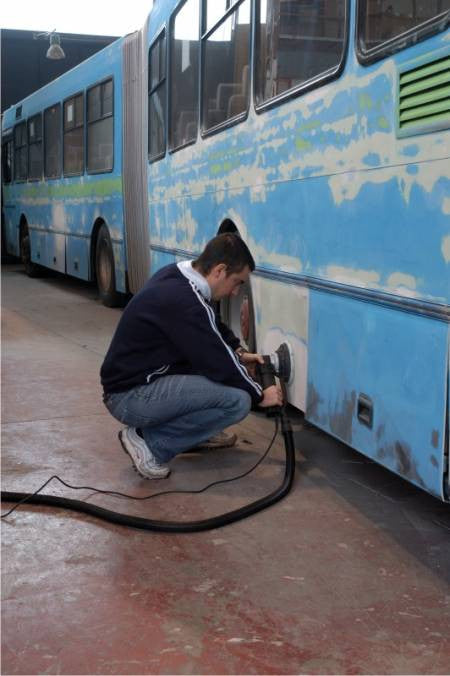 Rupes 150mm Planetary Sander With Dust Extraction System in Action