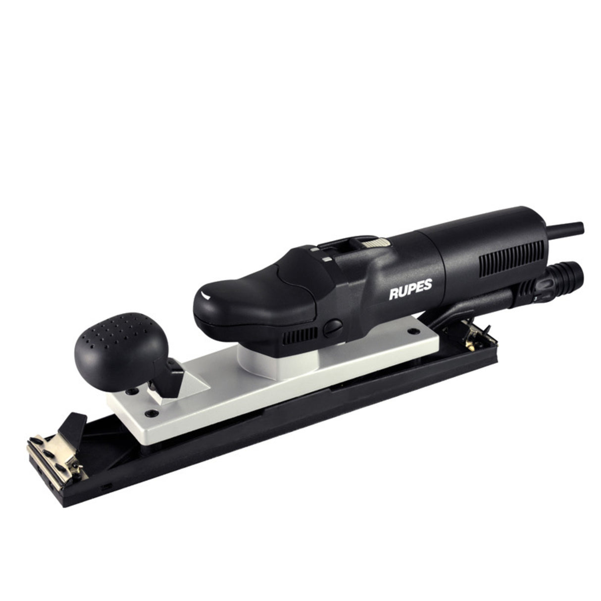 Rupes Long Board Orbital Sander with dust extraction system, black and gray color, model SL42AES.