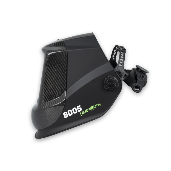 Black protective Helmet with '8005 Laser Protecta' branding