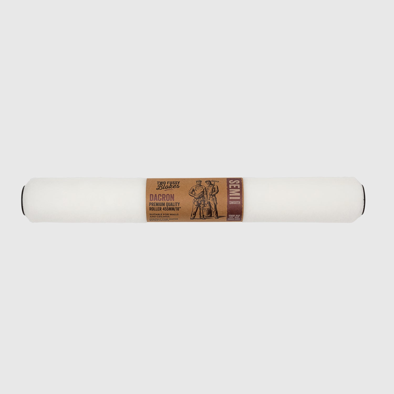 Roller with a branded label on a white background