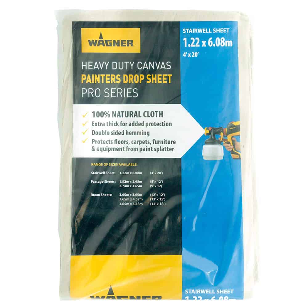 Stairwell Sheet - Wagner Heavy Duty Canvas Painters Drop Cloths - 4' x 20' (1.2m x 6m)