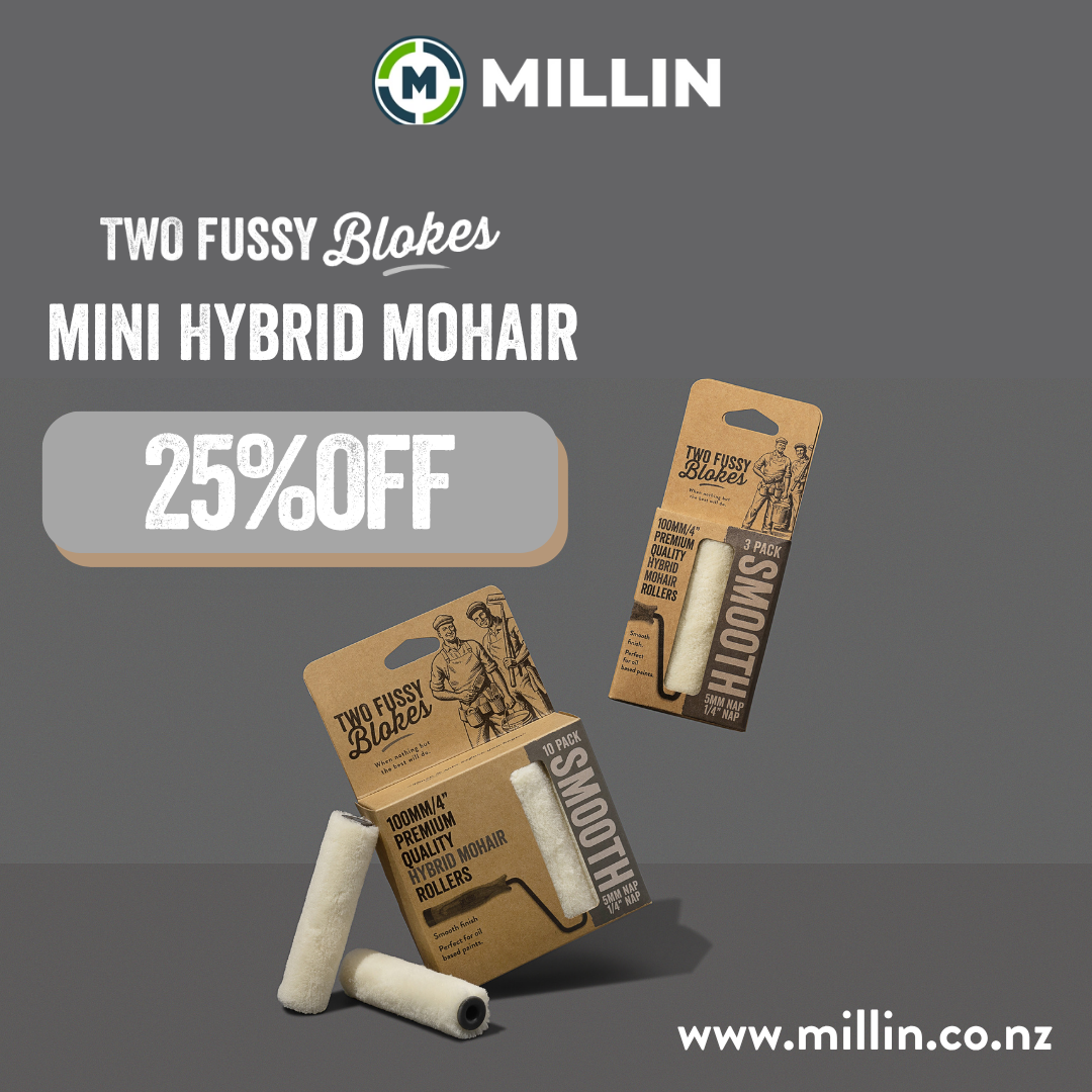 100mm x 5mm Two Fussy Blokes Mohair Hybrid Mini Paint Rollers - 10 Pack