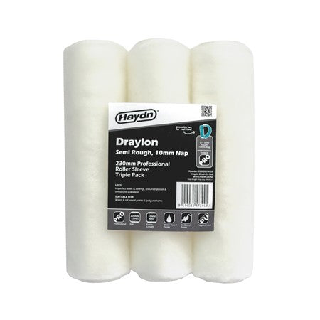 230mm Professional Draylon Roller Sleeves - Contractor 3 Pack