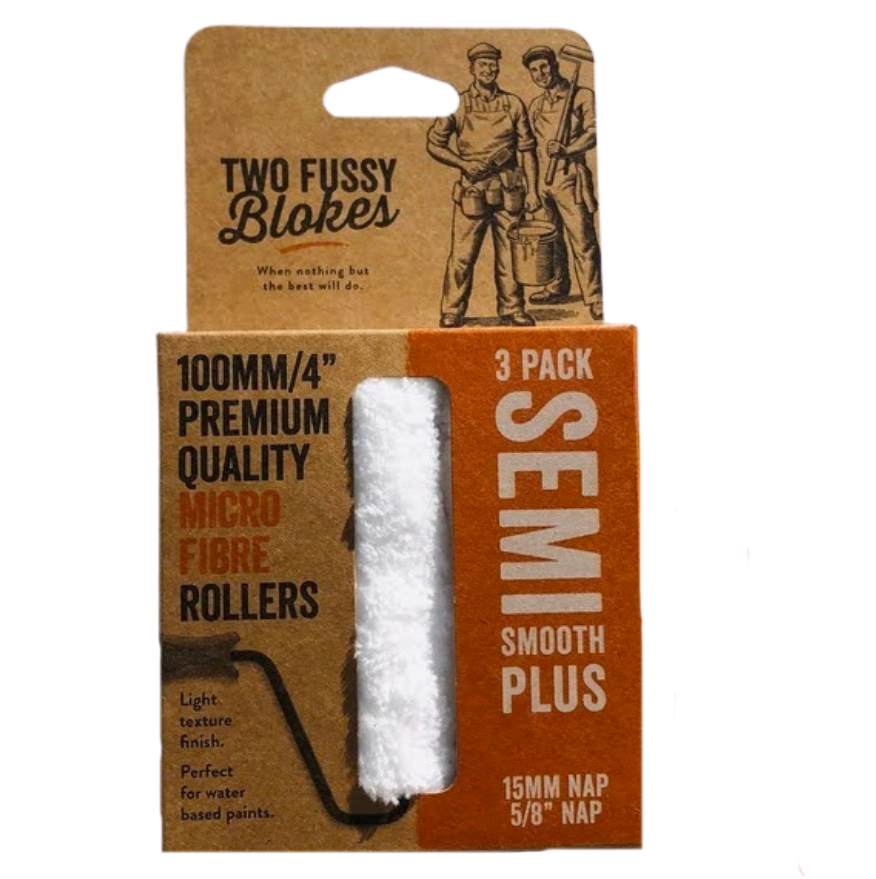 15mm Two Fussy Blokes Mini Microfibre Roller Sleeve, 3 pack