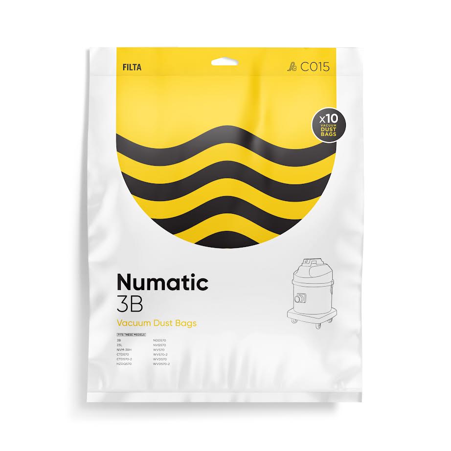 Numatic Microfibre Vacuum Bags 30-50 Litres, 10 Packs