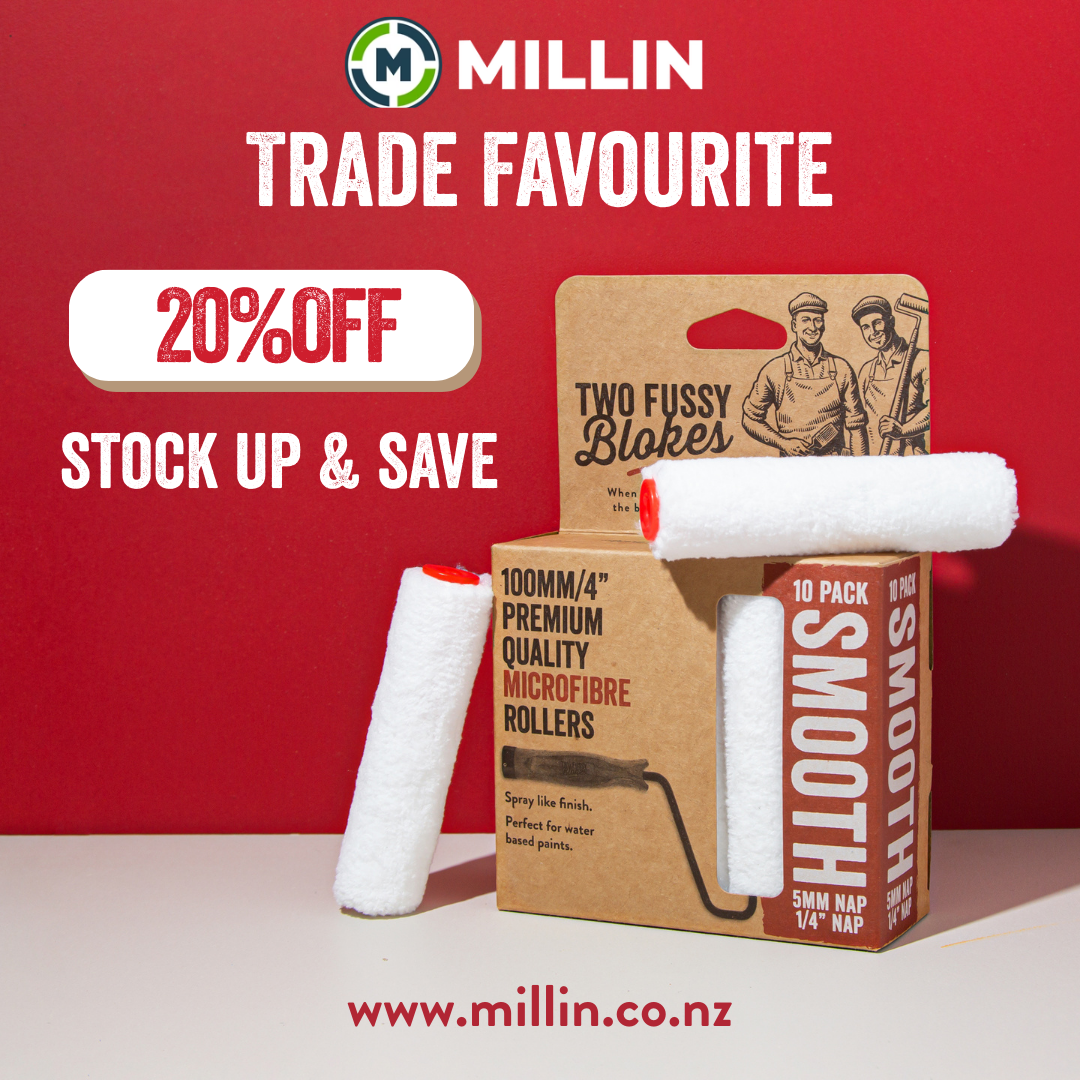 100mm x 5mm Two Fussy Blokes Smooth Mini Microfibre Roller Sleeves - 10 Pack