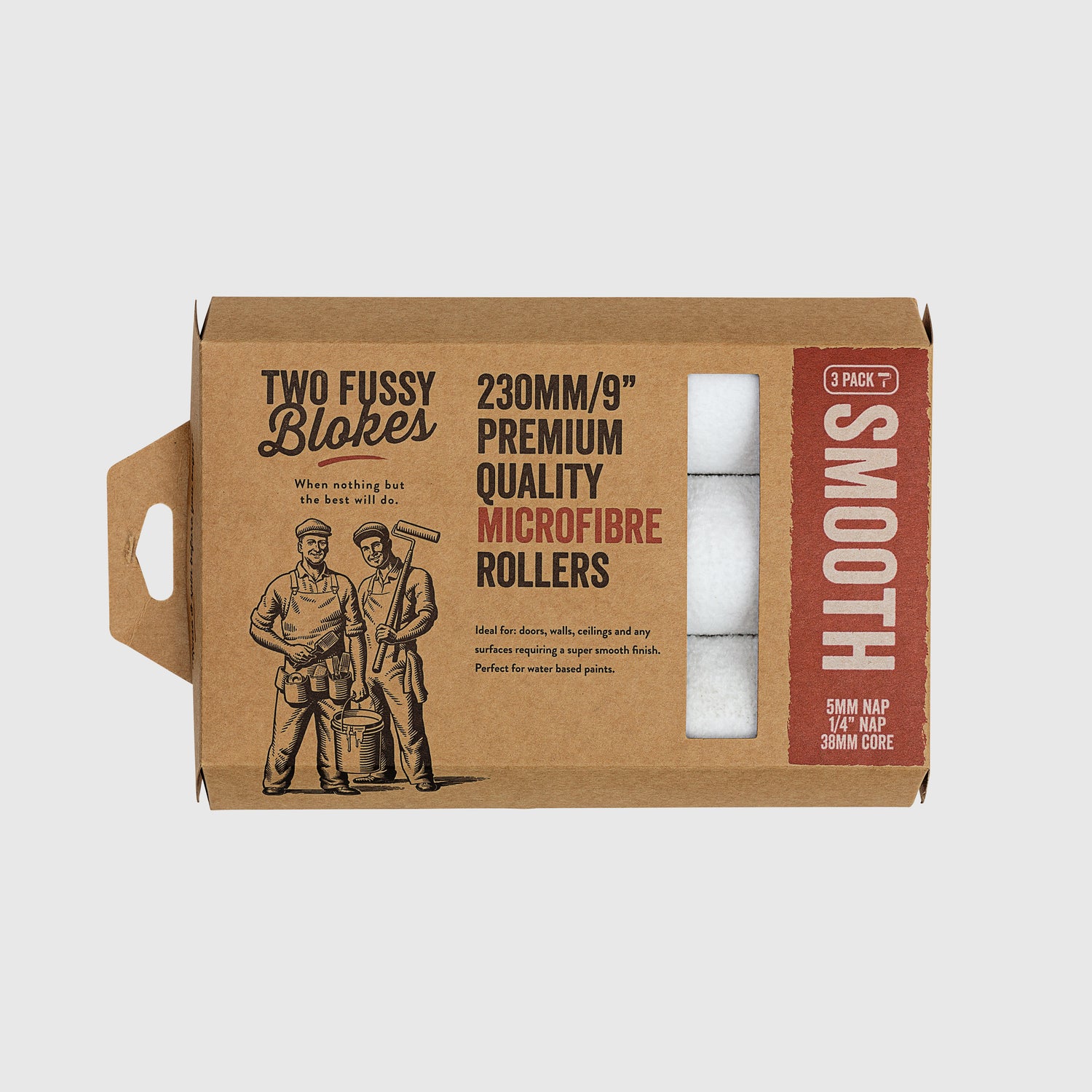 230mm x 5mm Two Fussy Blokes Ultimate Finishing Smooth Microfibre Roller Sleeves - 3 Pack