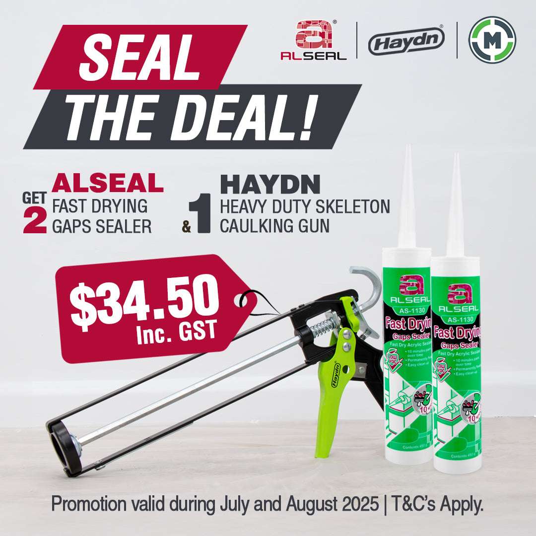 Promotional offer for ALSeal and Hayden products with a caulking gun and sealant on a white background.