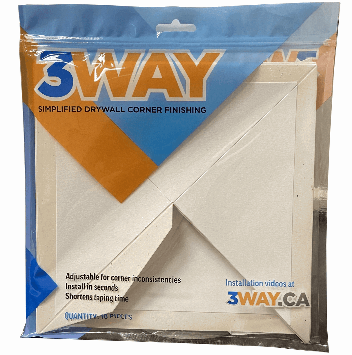 3WAY INSIDE PLASTERING CORNERS pack of ten