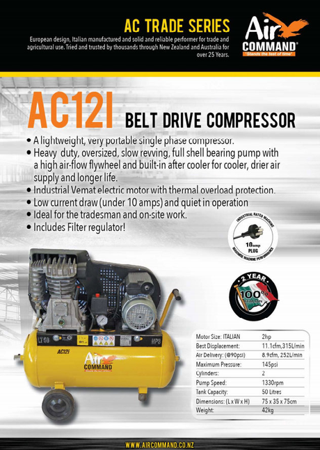 Air Command 2HP Belt Drive Compressor, 50L -  Brochure