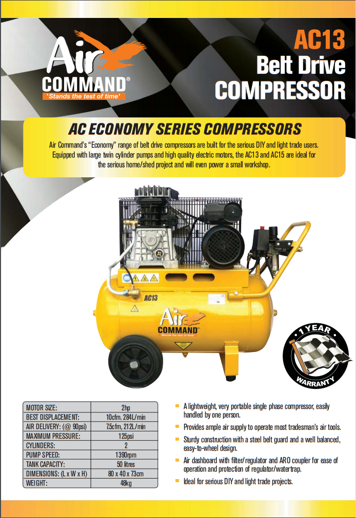 Air Command  2HP Belt Drive Compressor AC13 Brochure