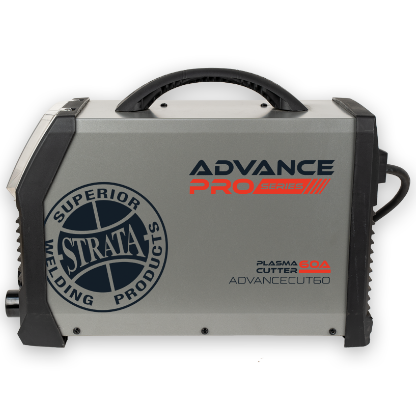Welding machine with 'Strata' and 'Advance' branding on a white background