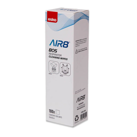 Box of esko AIR8 805 Respirator Cleaning Wipes on a white background