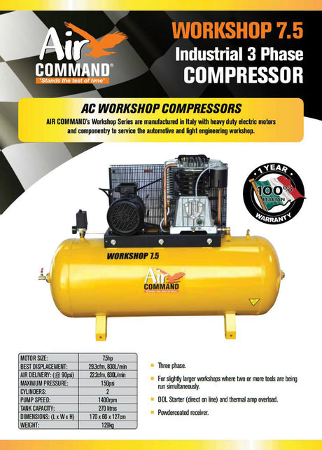 Air Command  7.5HP Workshop Compressor, WS7.5 Brochure
