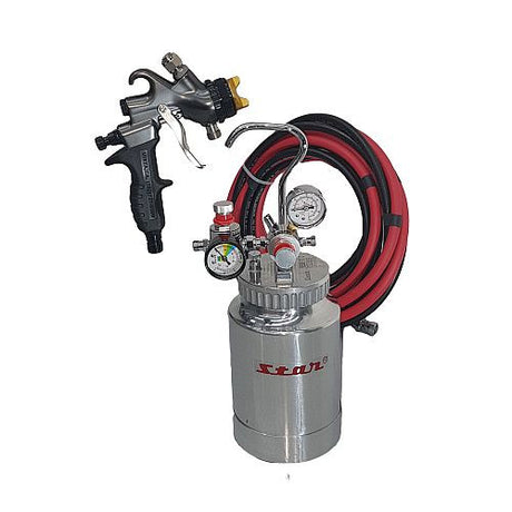 Apollo HVLP Spray Gun 2 Litre Pressure Pot Kit - For Use With An Air Compressor