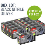 10 x Boxes of Black Nitrile Heavy Duty Powder Free Disposable Gloves 100 Per Box